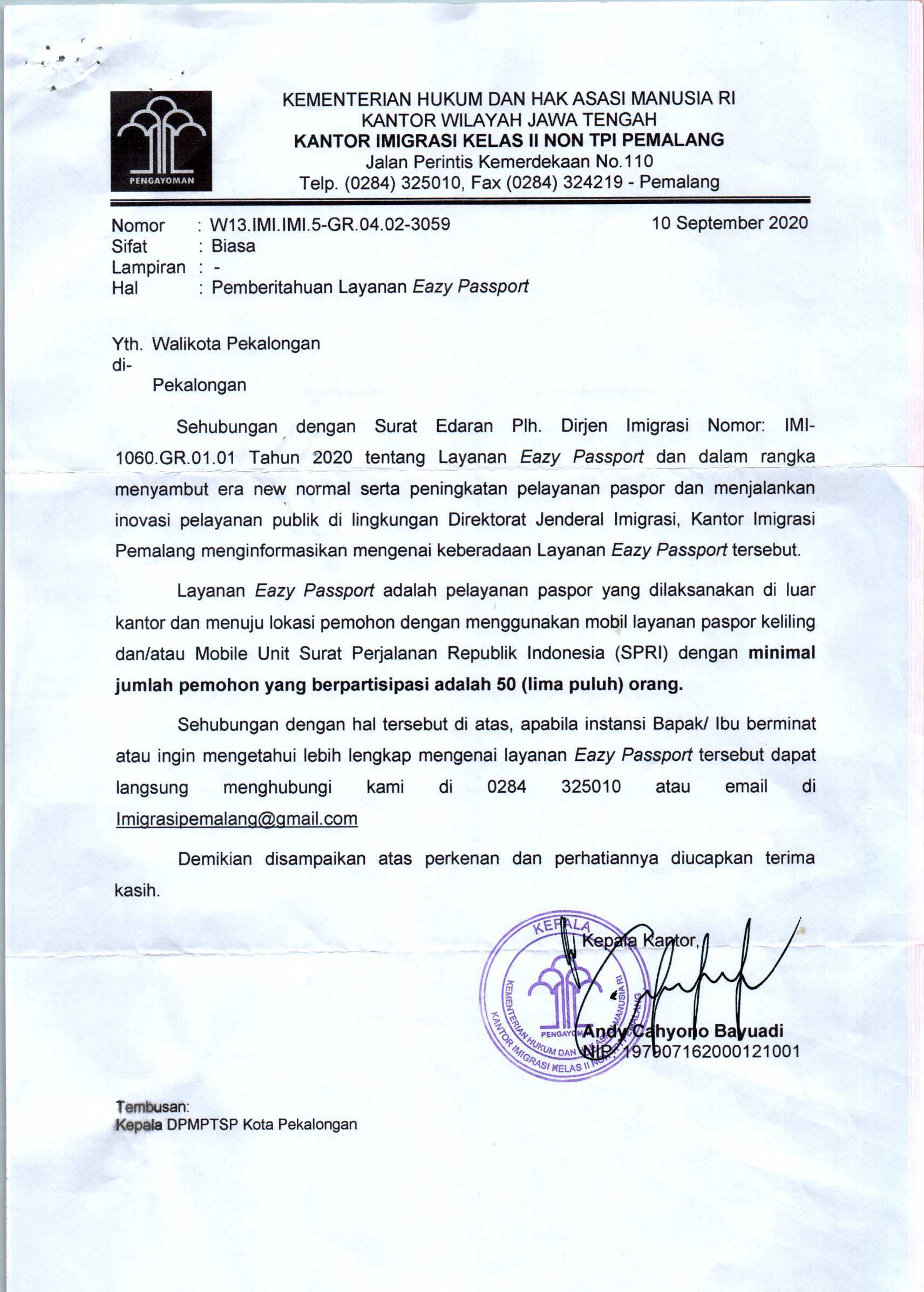 DPM-PTSP - Informasi Pelayanan Eazy Passport Kota Pekalongan