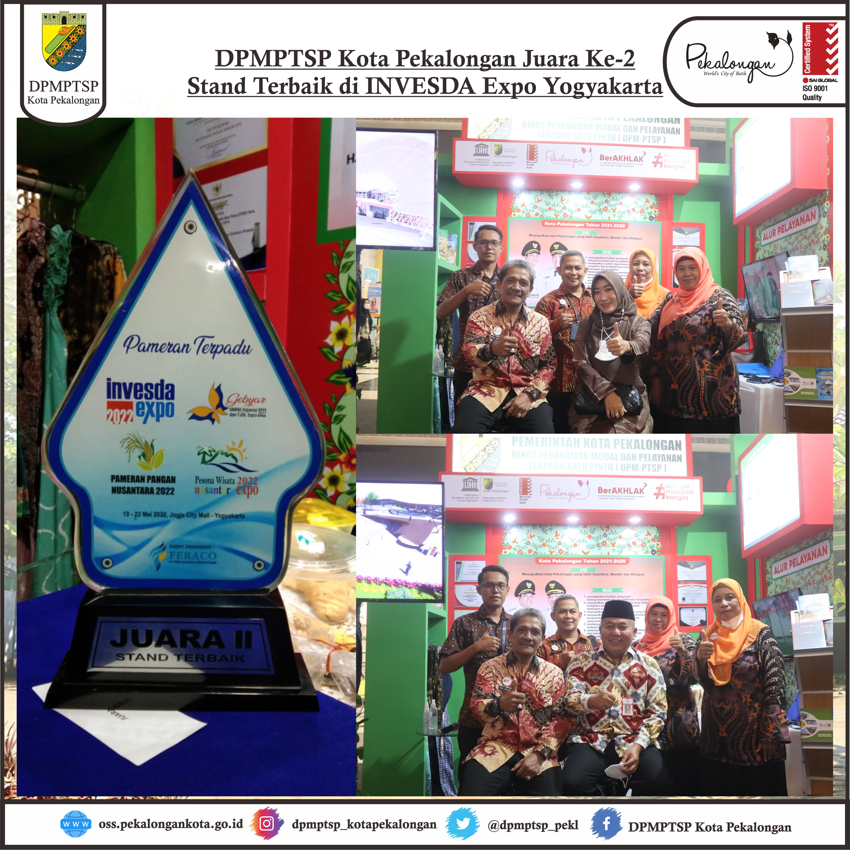 DPMPTSP Kota Pekalongan Mendapat Juara Ke-2 Stand Terbaik di INVEDA Expo - Yogyakarta
