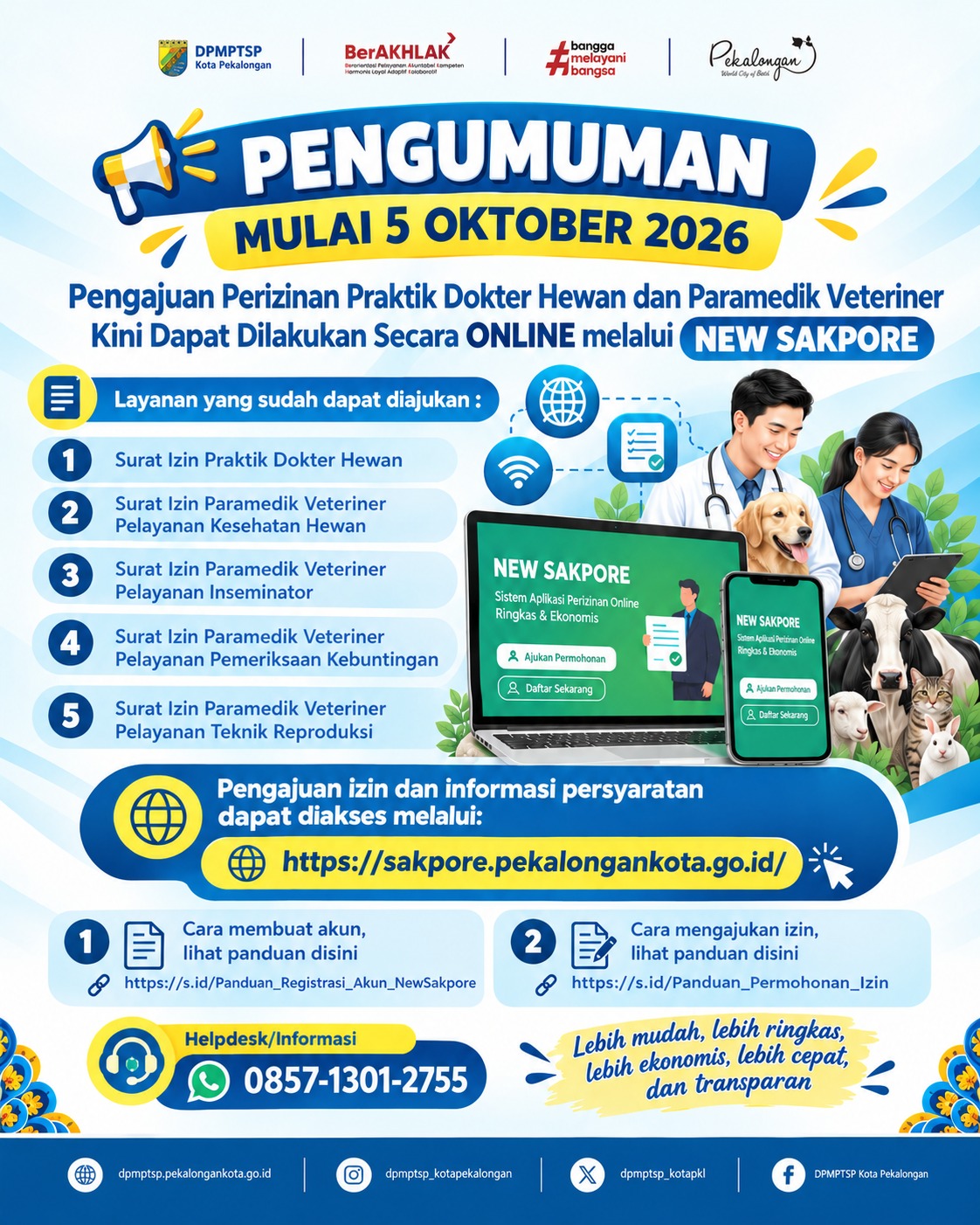 Perizinan Praktik Dokter Hewan & Paramedik Veteriner Kini Bisa Online melalui NEW SAKPORE